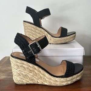 STEVE MADDEN Brussel Espadrille Wedge Sandal Size 9.5 Black